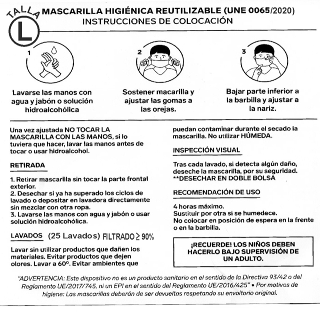 MASCARILLA - MUSICA BLANCA (TALLA L) GRANDE